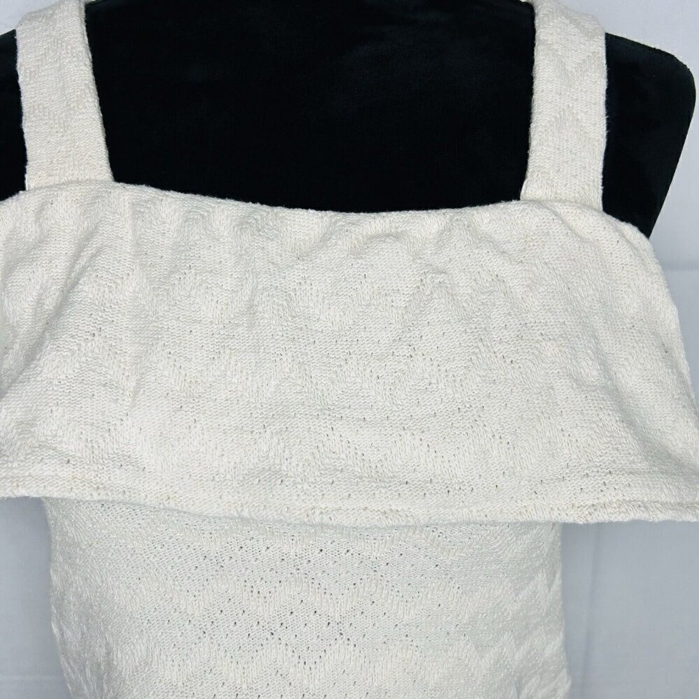Madewell Cream Knit Sleeveless Top Ruffle Tank Women's Sz XXS - Picture 2 of 8